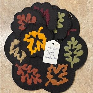 Wool Felt Leaf Coaster Set
